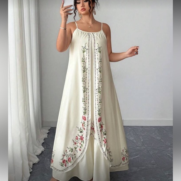 Boho Plus Floral Print Tropical Cami Maxi Dress - Picture 3 of 6